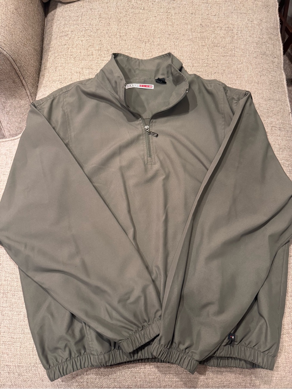Grand Slam Golf / Tennis Windshirt Pullover Olive Convertible Sleeves - Large